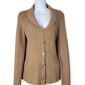NWOT Ann Taylor tan brown Merino wool cardigan jacket Womens Medium